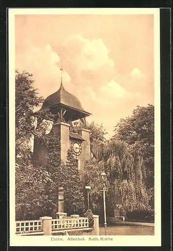 AK Essen, Colonie Altenhof, Blick auf die Katholische Kirche