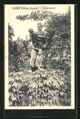 AK Essen, Colonie Altenhof, Blick auf das Arbeiter-Denkmal