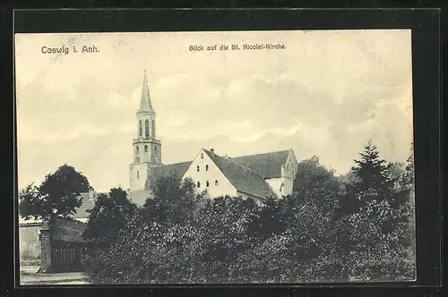 AK Coswig i. Anh., Blick auf die St. Nicolai-Kirche