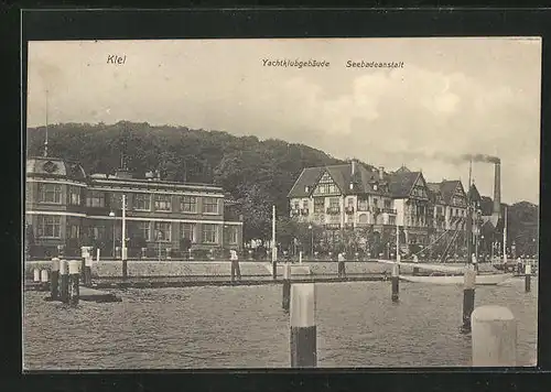 AK Kiel, Blick auf das Yachtklubgebäude und Seebadeanstalt