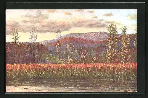 Künstler-AK Maria-Laach, Ein Herbsttag am Laacher See