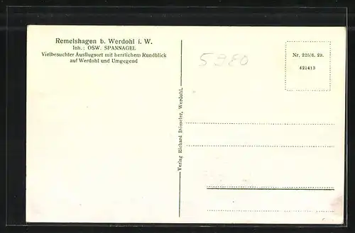 AK Werdohl i. W., Der Ort von Remelshagen aus gesehen