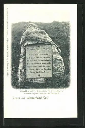 AK Westerland, Gedenkstein der Heimatlosen