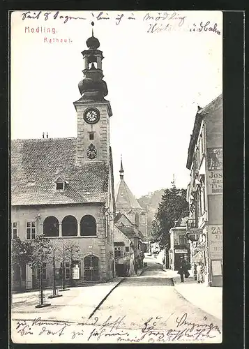 AK Mödling, Strassenpartie am Rathaus