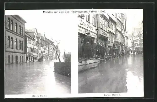 AK Hann. Münden, Hochwasser 1909, Lange Strasse, Obere Blume