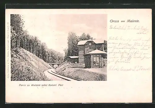 AK Malente, Bahngleise nebst kaiserl. Post