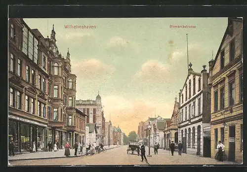 AK Wilhelmshaven, Ladenzeile in der Bismarckstrasse