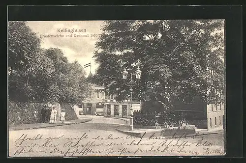 AK Kellinghusen, Friedenseiche und Denkmal 1870 /71
