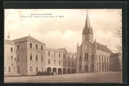 AK Rimont, Seminaire, Fevrier 1913, Nouvelle construction et Eglise