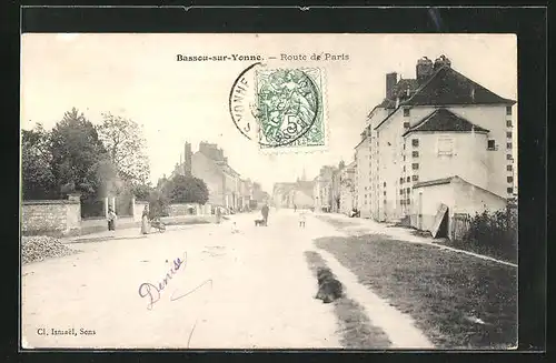 AK Bassou-sur-Yonne, Route de Paris