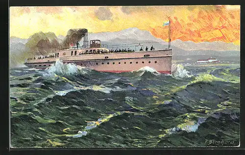 Künstler-AK Dampfer Diessen am Ammersee