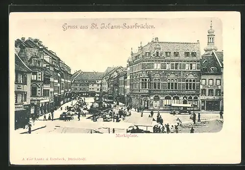 AK St. Johann-Saarbrücken, Blick zum Marktplatz