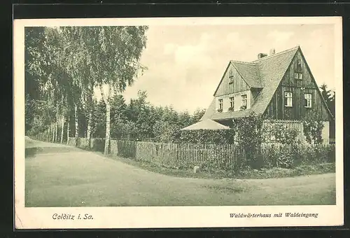 AK Colditz i. Sa., Waldwärterhaus mit Waldeingang