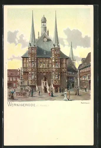 Lithographie Wernigerode, Rathaus