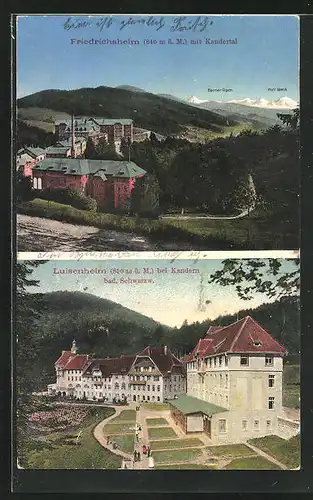 AK Friedrichsheim, Ortsansicht mit Kandertal, Luisenheim aus der Vogelschau