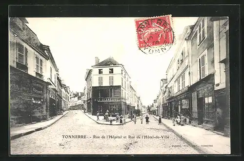 AK Tonnerre, Rue de l`Hopital et Rue de l`Hotel de Ville