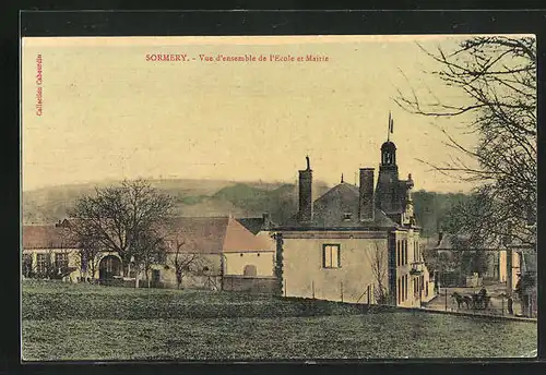 AK Sormery, Vue d`ensemble de l`Ecole et Mairie