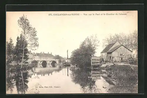 AK Coulanges-sur-Yonne, Vue sur le Pont et le Chantier de Coteaux