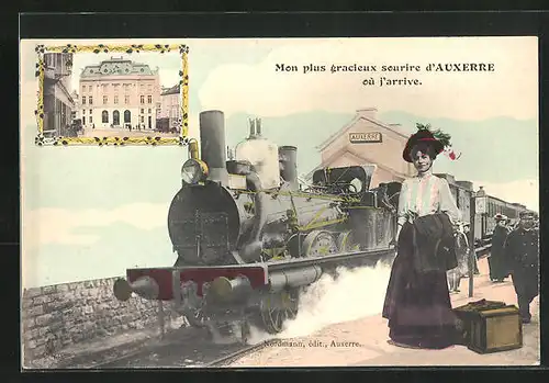 AK Auxerre, Une Femme à la Gare