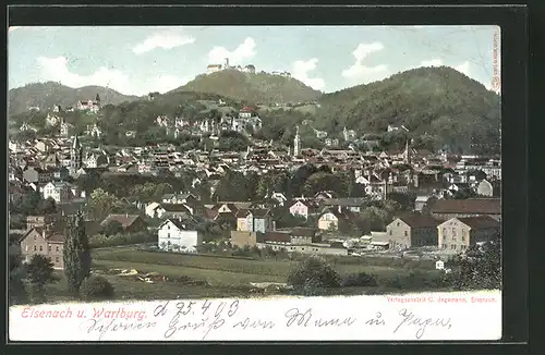 AK Eisenach, Gesamtansicht mit Wartburg