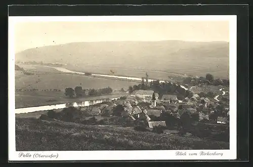 AK Polle / Weser, Panoramablick vom Birkenberg