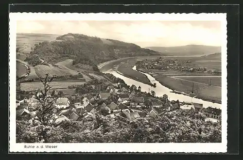 AK Rühle a. d. Weser, Panoramablick vom Berg