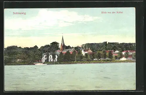 AK Schleswig, Ortsansicht von der Schlei aus gesehen