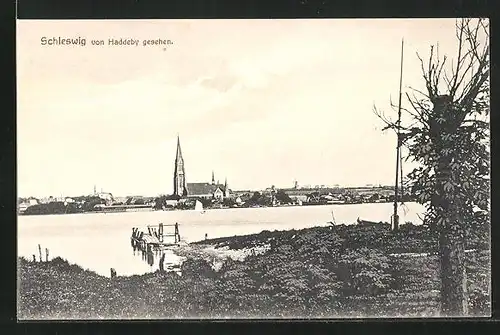 AK Schleswig, Ortsansicht von Haddeby aus gesehen