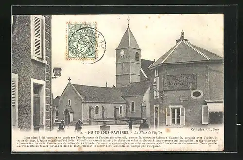 AK Nuits-sous-Ravières, La Place de l`Eglise