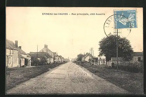 AK Epineau-les-Voves, Rue principale, coté Auxerre