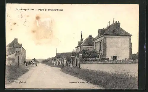 AK Michery-Sixte, Route de Bray-sur-Seine