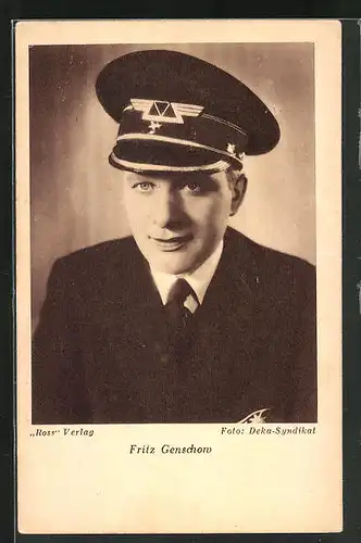 AK Schauspieler Fritz Genschow in der Uniform eines Piloten