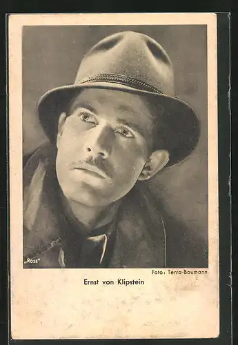 AK Schauspieler Ernst von Klipstein mit Hut