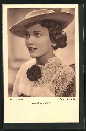 AK Schauspielerin Geraldine Katt mit grossem Hut
