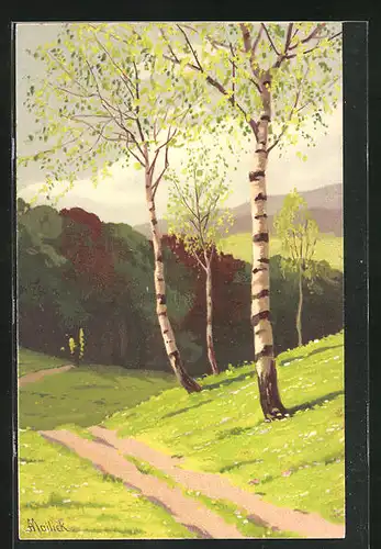 Künstler-AK Alfred Mailick: Landschaft im Frühling