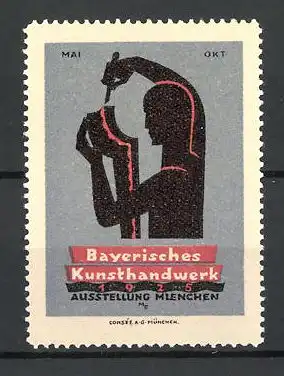 Künstler-Reklamemarke München, Ausstellung f. d. Bayerisches Kunstwerk 1925, Messelogo