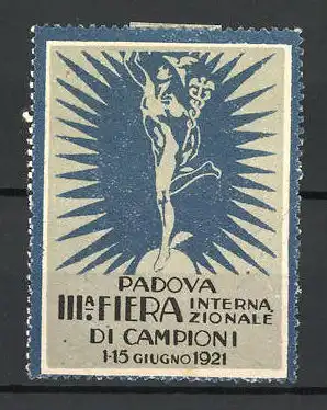 Reklamemarke Padova, III. Fiera Internazionale di Campioni 1921, Hermes-Statue