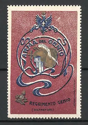 Reklamemarke Arma del Genia, Reggimento Genio, italienisches Militärwappen