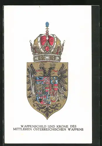 AK Rotes Kreuz Nr. 286: Wappenschild und Krone des mittleren Österreichischen Wappens