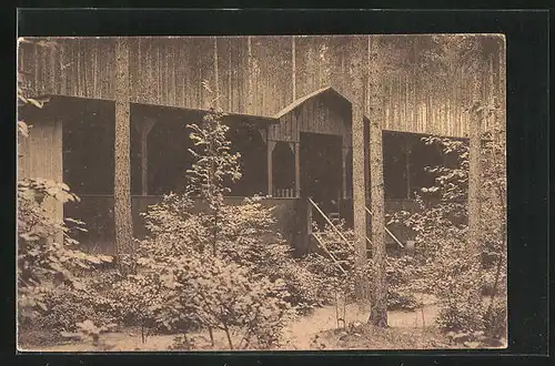 AK Mühlhausen, Männerliegehalle im Heim-Walde des Genesungsheimes der Ortskrankenkasse Plauen