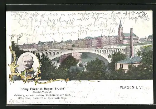 AK Plauen i. V., König Friedrich August-Brücke, Syratal-Viadukt