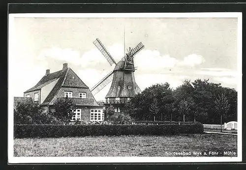 AK Wyk a. Föhr, Teilansicht mit Windmühle