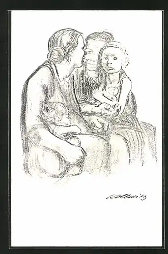 Künstler-AK Käthe Kollwitz: Familienportrait mit Kindern