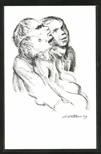 Künstler-AK Käthe Kollwitz: Familie mit Kind
