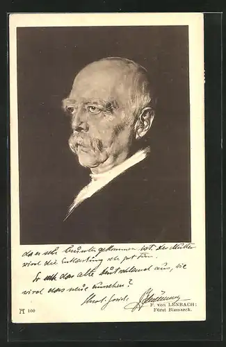 Künstler-AK sign. F. von Lenbach: Portrait Fürst Bismarck