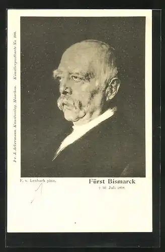 Künstler-AK sign. F. von Lenbach: Portrait Fürst Bismarck