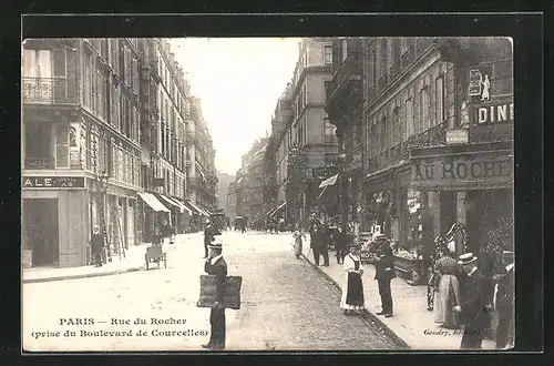 AK Paris, Rue du Rocher prise du Boulevard de Courcelles