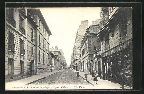 AK Paris, Rue du Ranelagh et Lycée Moliére