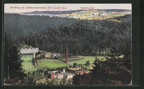 AK Bernsbach, Gasthaus Brethaus und Blick nach Oberpfannenstiel