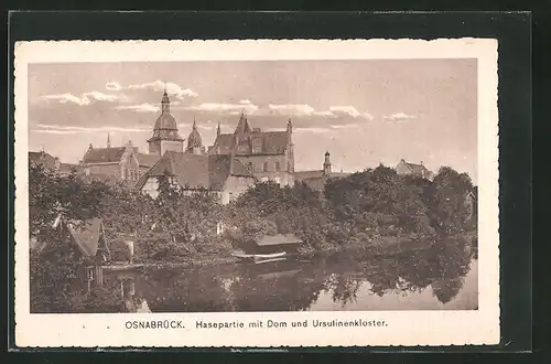 AK Osnabrück, Hasepartie mit Dom und Ursulinenkloster